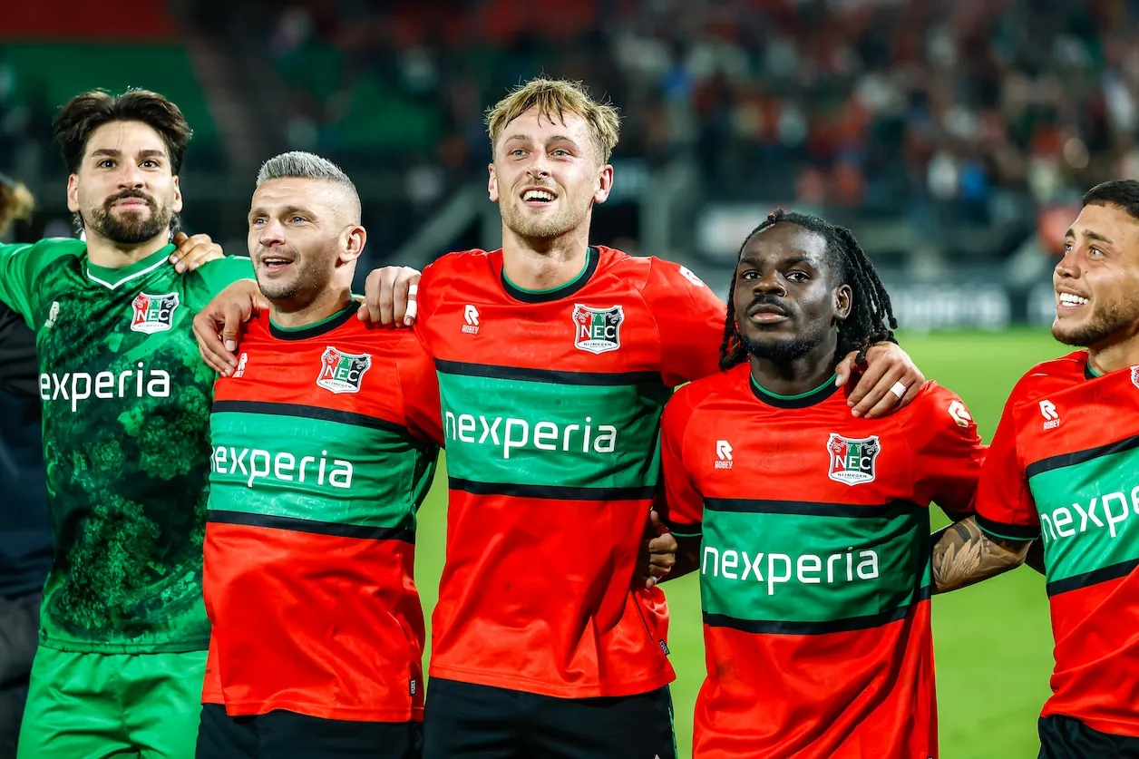 Vreugde bij de spelers van NEC.© Pro Shots / Toin Damen